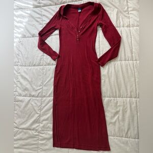 Burgundy Long Sleeve Dress
